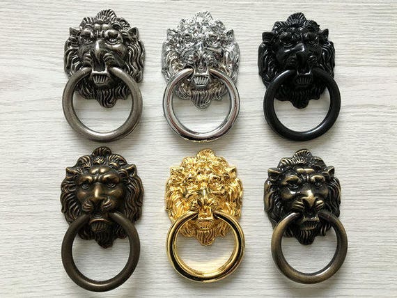 Lion Drawer Pull Knobs Handles Dresser Drop Pulls Rings Etsy