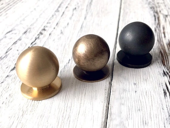 Small Brass Knob Unlaquered Brass Drawer Pulls Dresser Knob Drawer Knobs  Cabinet Knobs Antique Black Bronze Vintage Look Solid Aroserambling 