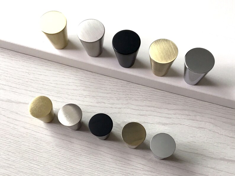 Conical Knob Tapered Knobs Brushed Nickel Gold Chrome Bronze Etsy