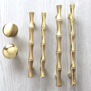 2.5" 3" 3.75" 5" 6.25" Gold Bamboo Cabinet Pulls Handles Drawer Pull Dresser Knob Drawer Knobs Handles Unique ARoseRambling 64 76 96 128 160