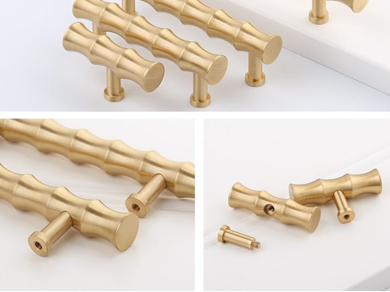 Brass Drawer Pull Bamboo Handles Dresser Knob Drawer Etsy