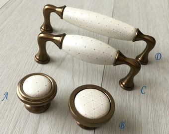 3.75" 5" Cabinet Pulls Handles Dresser Knobs Pull Drawer Knob Pull Handles Cabinet Handle Knobs Cream White Ceramic Gold Bronze 96 128 mm