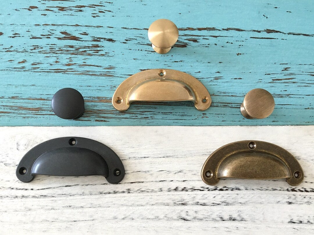 Brass Vintage Style Drawer Pull Cup Shell Dresser Pulls Knobs Handles