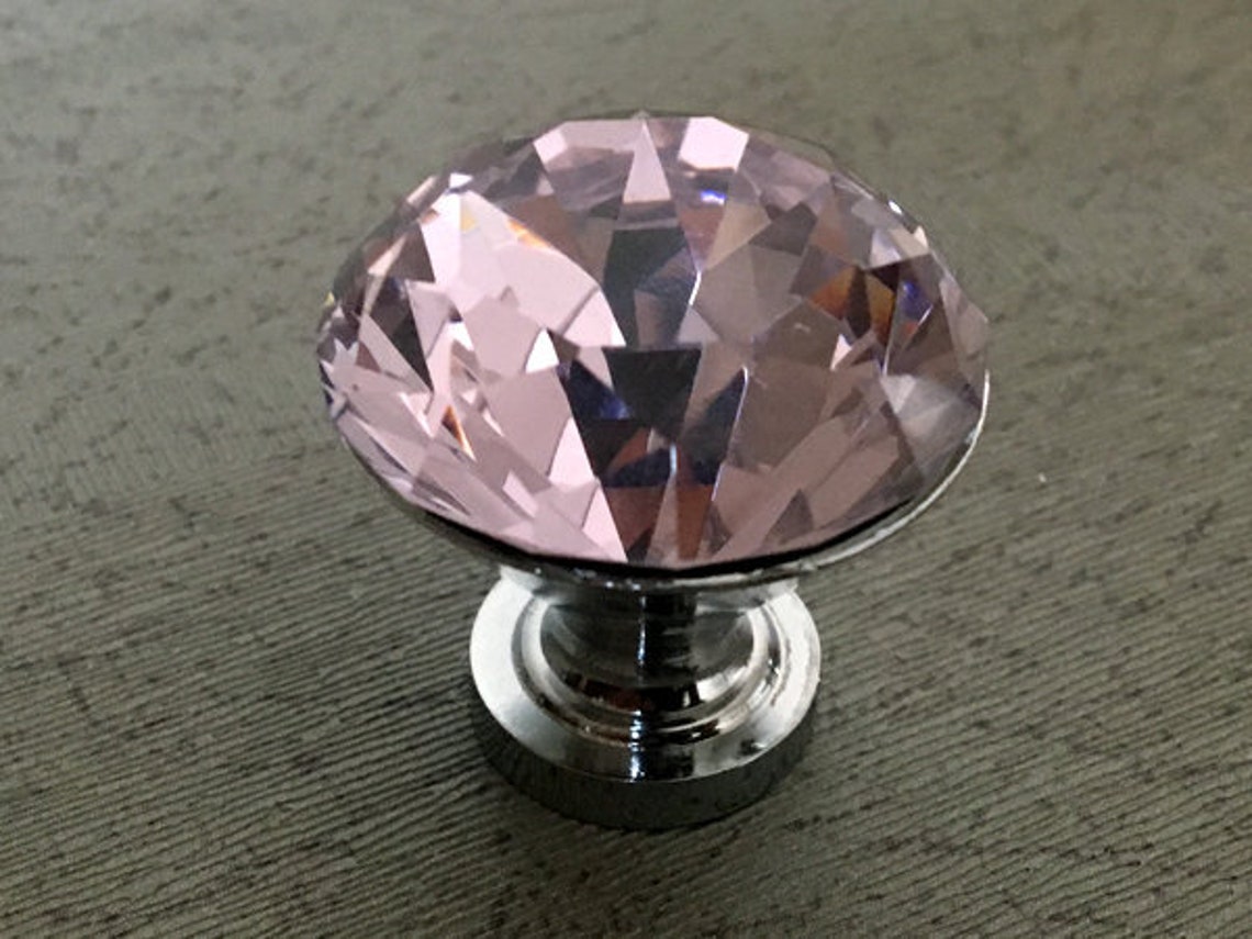 Pink Glass Crystal Knob Rhinestone Dresser Knobs Drawer Knob Etsy