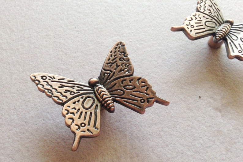 Butterfly Dresser Knobs Pulls Drawer Pull Handles / Kitchen Etsy