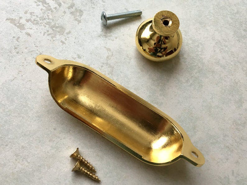 Gold Cup Drawer Pull Knobs Dresser Pulls Handles Knob Kitchen Etsy