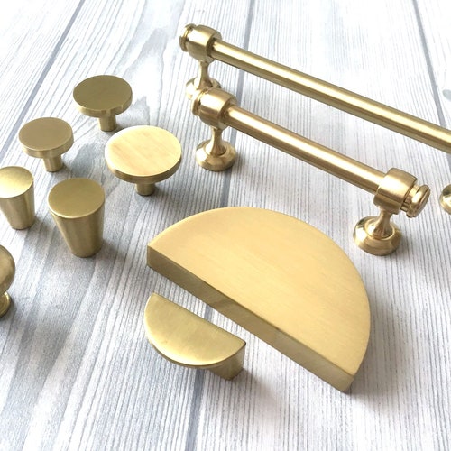 3 Brushed Gold Drawer Pulls Handle Cup Pull Kitchen - Etsy