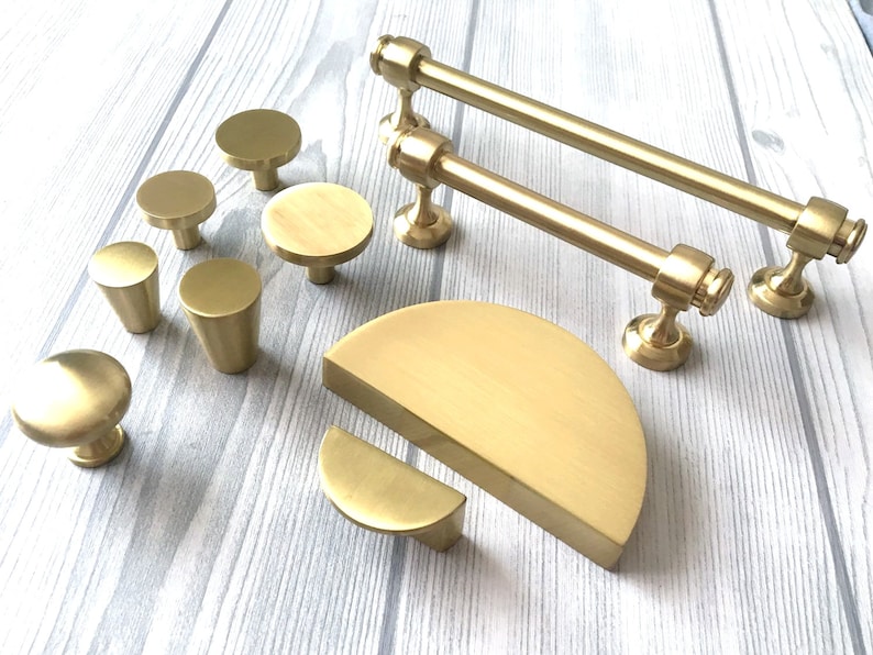 Brushed Gold Drawer Pull Half Moon Circle Handles Knob Etsy