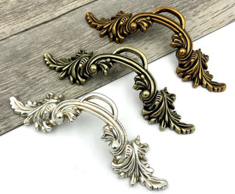 2 5 Shabby Chic Drawer Pull Handles Dresser Pulls Gold Image 0