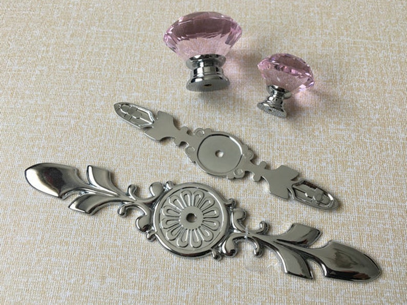 Pink Crystal Knob Rhinestone Dresser Knobs Glass Drawer Knob Pulls