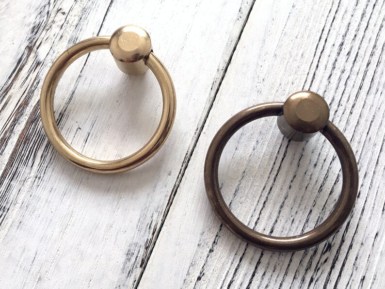 Dia 2.3 Large Drop Ring Drawer Pulls Antique Bronze Brass Etsy