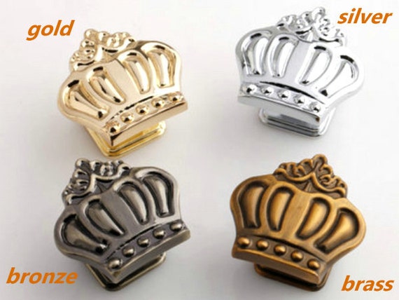Crown Knob Kids Dresser Knobs Drawer Knobs Pulls Gold Silver Etsy