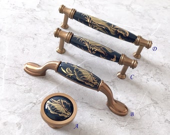 3.75" 5" Cabinet Pulls Knobs Drawer Handles Pull Dresser Knob Cabinet Knob Navy Gold Bronze Kitchen Door Handle Dark Blue Hardware 96 128 mm