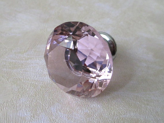 Glass Knobs Pink Crystal Knobs Dresser Knobs Drawer Knobs Etsy