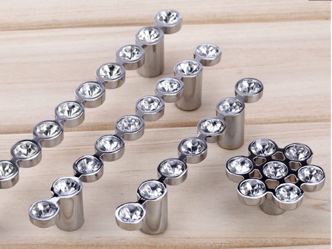 2.5 3.75 5 Glass Dresser Pulls Drawer Pull Handles Crystal Door