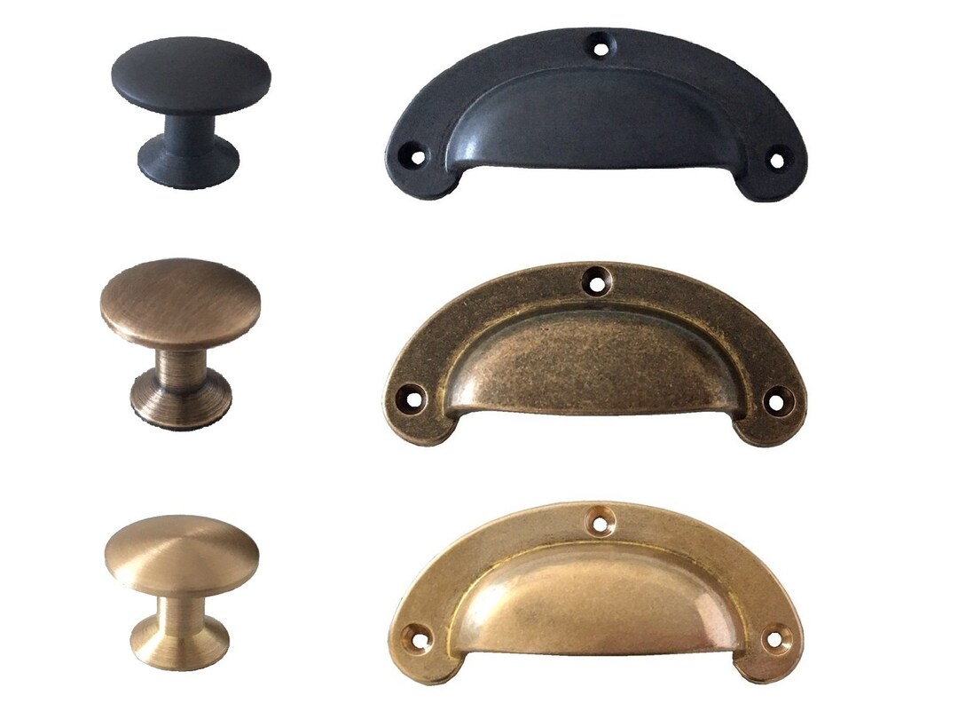 Brass Vintage Style Drawer Pull Cup Shell Dresser Pulls Knobs Handles
