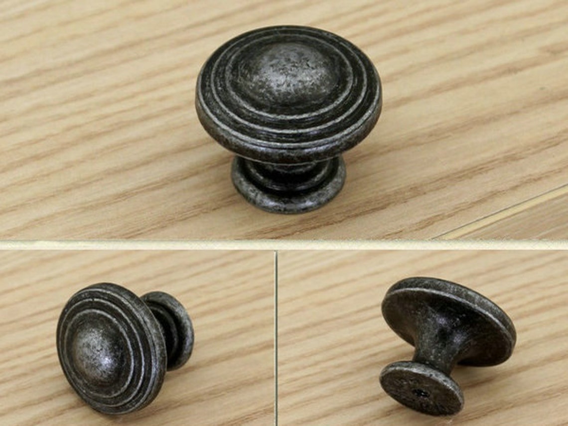 375 5 Antique Silver Black Knobs Dresser Knob Etsy