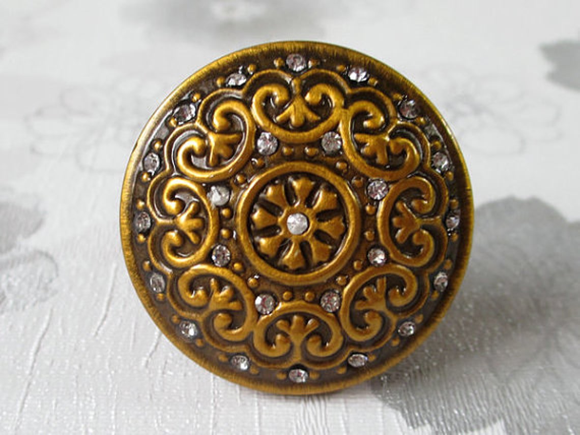 Antique Brass Crystal Knobs / Glass Dresser Knob Drawer Knobs Etsy