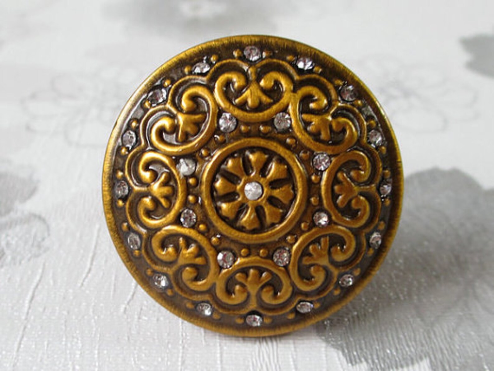 Antique Brass Crystal Knobs / Glass Dresser Knob Drawer Knobs Etsy