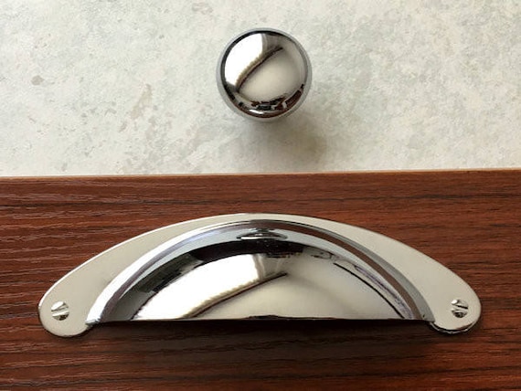 3 Cup Dresser Pull Drawer Pulls Handles Knob Mirror Look Etsy