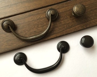 4 1/4" 4 1/2" Vintage Style Bail Drawer Pulls Handles Dresser Pull Handle Black Antique Bronze Knobs Cabinet Handle Pull 4.25" 4.5 108 114