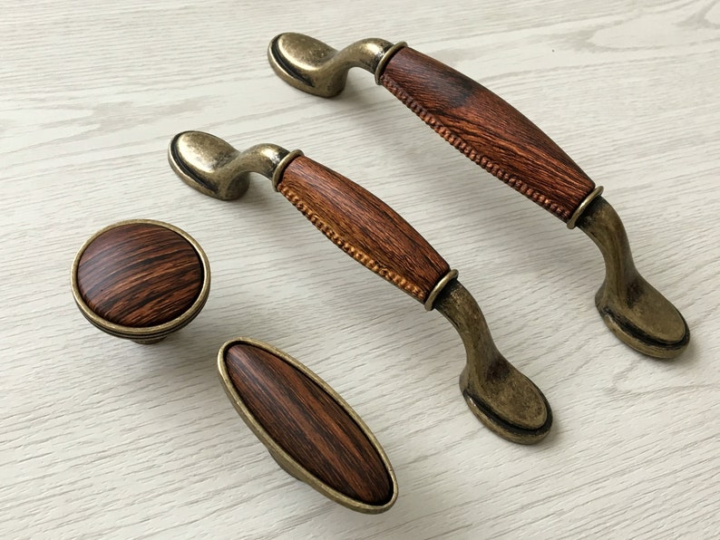 3 75 5 Wood Look Cabinet Door Pull Dresser Knob Drawer Knobs Pulls Handles Kitchen Handle Antique Bronze Aroseramling 96 128