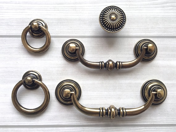 3.5 4.25 Victorian Drop Bail Pulls Antique Bronze Pendant Swing Drawer  Handles Retro Ring Pulls Cabinet Hardware 3 1/2 4 1/4 90 108 Mm 