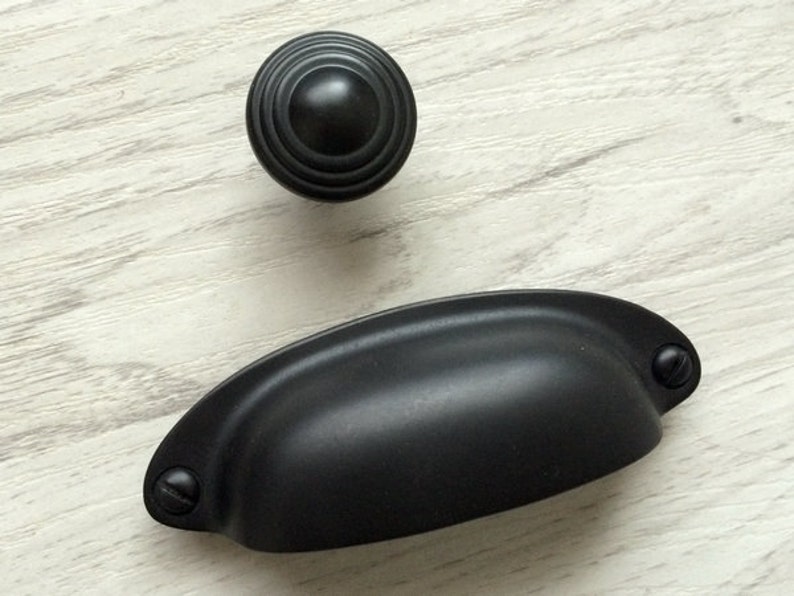 3.5 Black Cup Pull Drawer Knobs Dresser Drawer Pulls Etsy