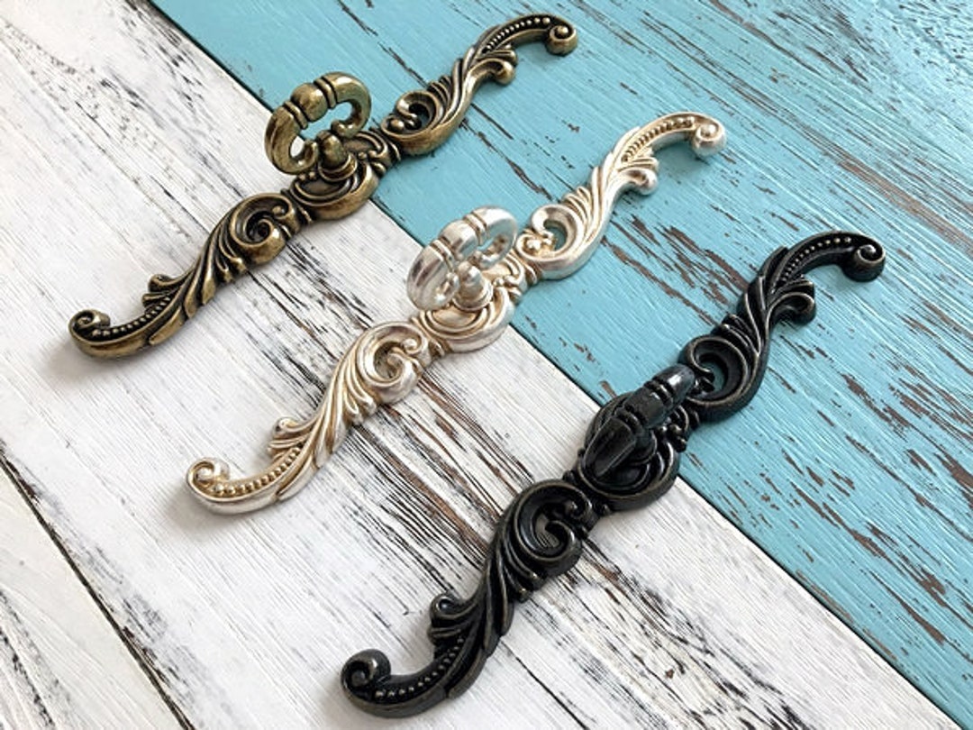 Vintage Style Drawer Knobs Ring Dresser Knob Pull Antique Silver Dark