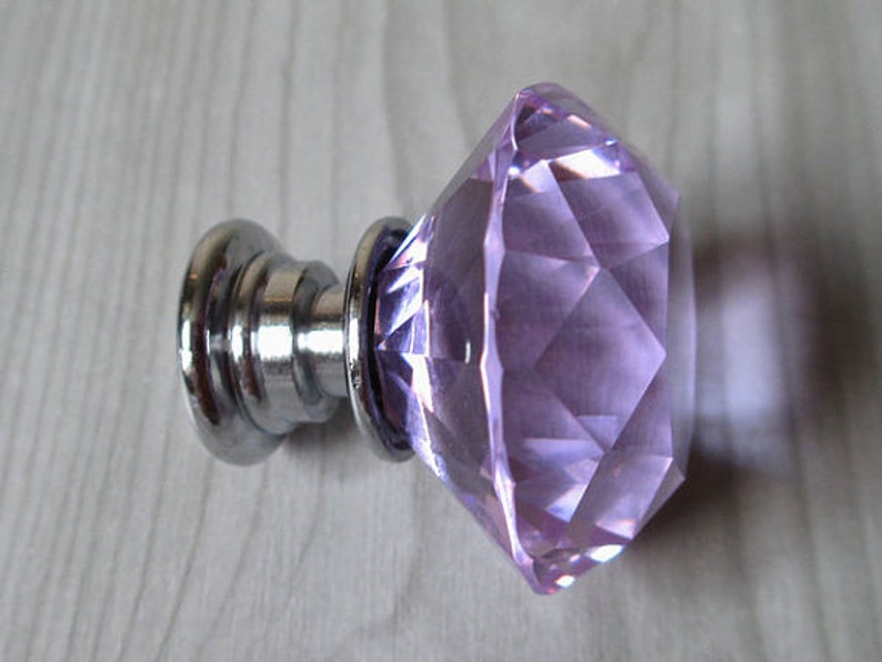 Lavender Glass Knobs / Dresser Knobs / Drawer Knobs Pulls Handles Purple Crystal Knob Pull Handle / Kitchen Cabinet Hardware ARoseRambling image 4