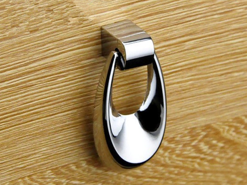 Dresser Pull Knobs Drawer Knob Pulls Handles Drop Rings Silver Chrome Kitchen Cabinet Pulls Knob Pull Handle Modern Decorative Hardware Oval