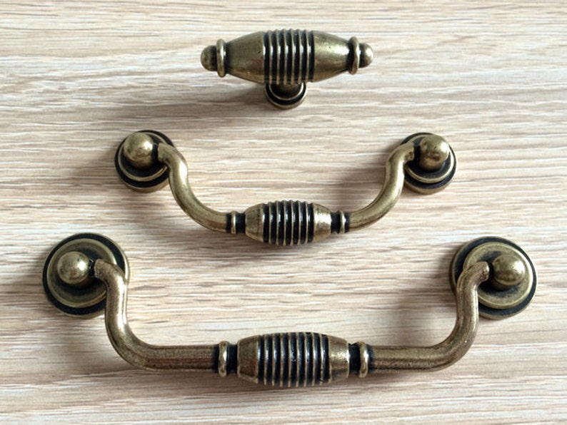3.5 4.75 Dresser Pulls Drop Drawer Pull Handles Knob Antique Bronze Kitchen Cabinet Handle Knobs Vintage Furniture Door Bail Pulls
