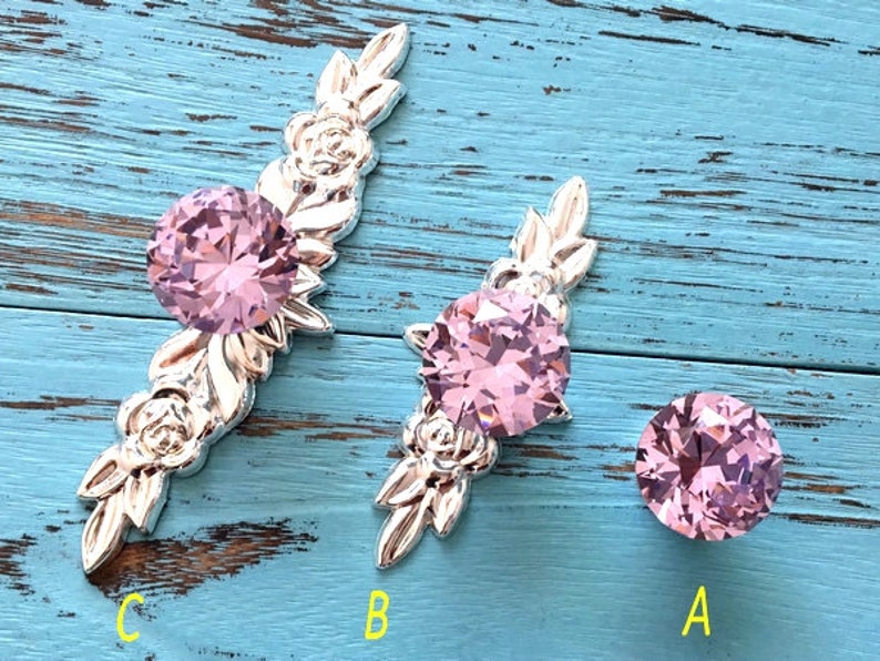 Pink Crystal Drawer Knobs Glass Knob Dresser Knobs Rhinestone Etsy