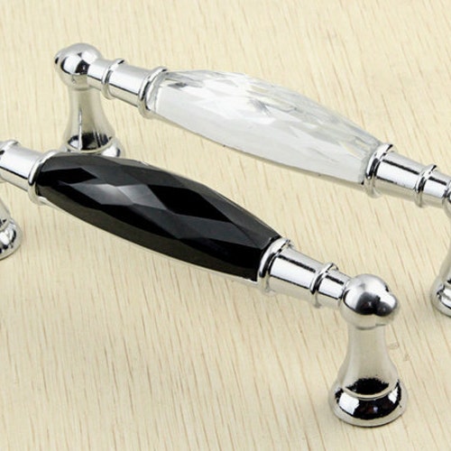 Silver Glass Dresser Pulls Drawer Pull Handles Crystal Etsy