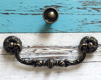 5.25" Drop Bail Drawer Pull Knobs Handles Dresser Knob Antique Bronze Rustic Cabinet Knobs Handle Pull Retro Vintage Look 5 1/4" 133 mm