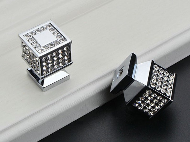 Rhinestone Glass Knobs Crystal Knob Drawer Knobs Dresser Pulls Etsy