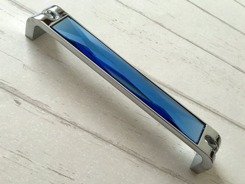 1.25 3.75 5 6.3 Blue Glass Dresser Pulls Drawer Etsy