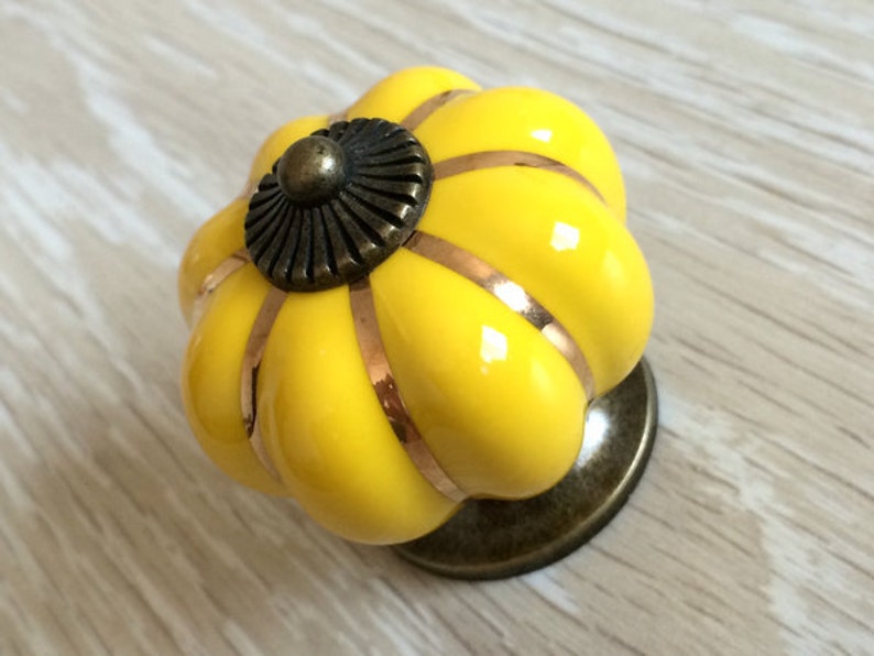 Dresser Knob Drawer Knobs Pulls Handles / Yellow Porcelain Etsy