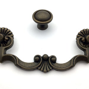 4 1/2 Rustic Drop Bail Drawer Knobs Pulls Handles Dresser Knob Antique Bronze Cabinet Door Pulls 4.5 114 mm ARoseRambling Vintage Style image 1