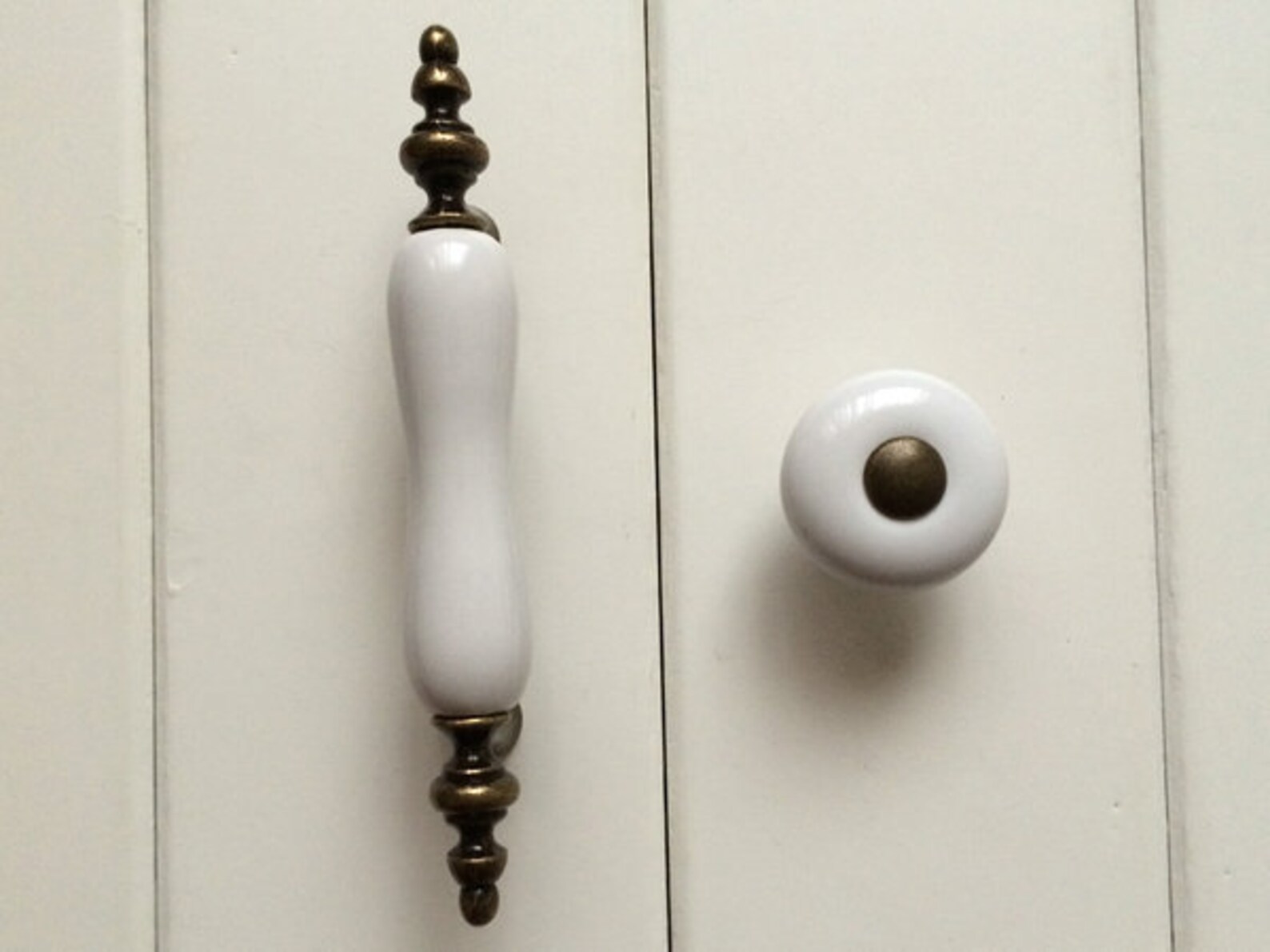 3 White Kitchen Pulls Handles Knob Dresser Pulls Etsy