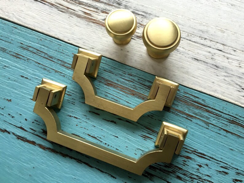 2.5 3.75 Bail Drawer Pull Handles Brushed Brass Etsy