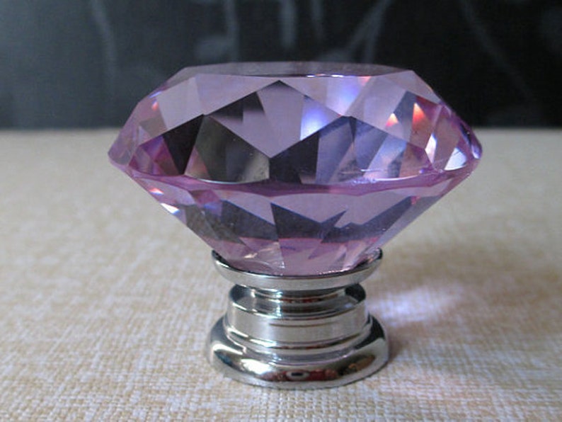 Lavender Glass Knobs / Dresser Knobs / Drawer Knobs Pulls Handles Purple Crystal Knob Pull Handle / Kitchen Cabinet Hardware ARoseRambling image 3