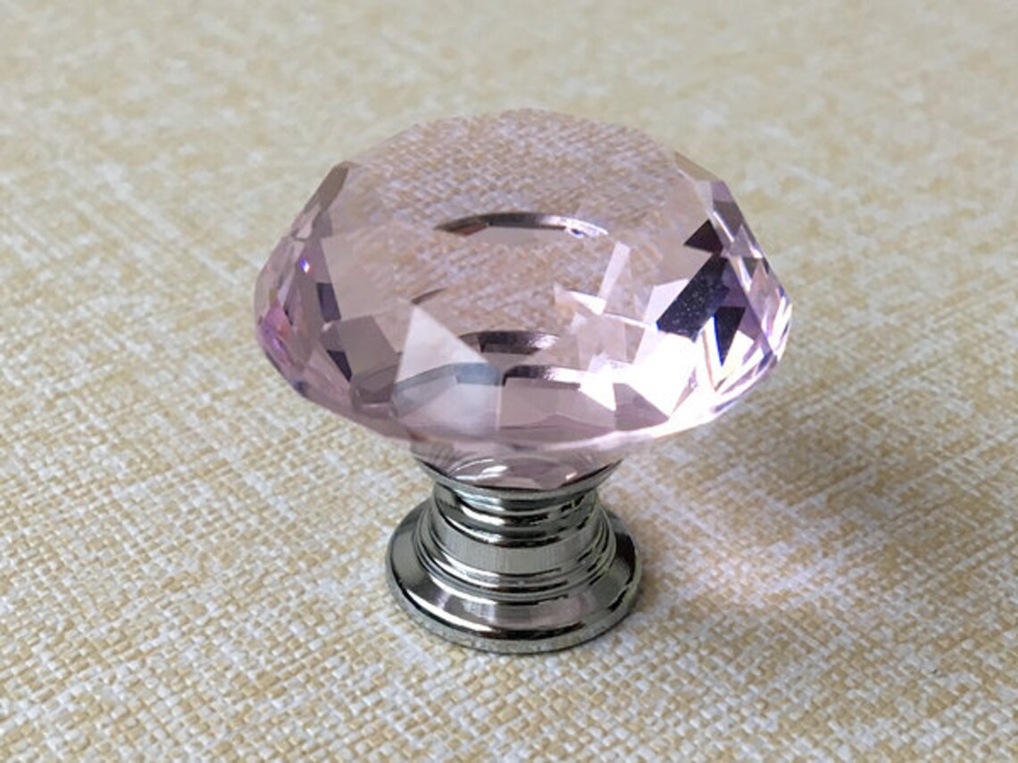 Pink Crystal Knob Rhinestone Dresser Knobs Glass Drawer Knob Etsy