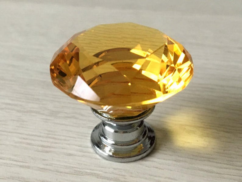 Amber Crystal Knob Rhinestone Dresser Knobs Glass Drawer Knob Etsy