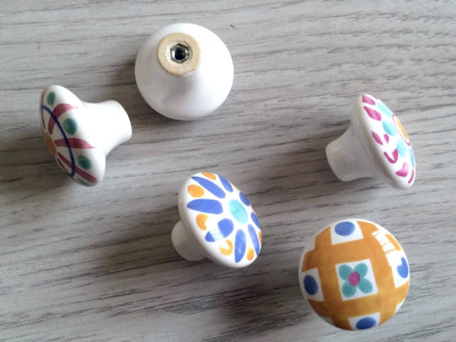 Dresser Knob / Ceramic Knobs / Kitchen Knobs / Flower Etsy