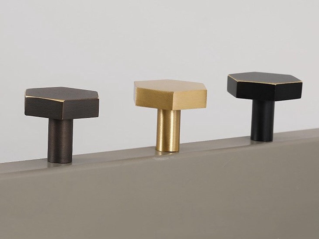 Hexagon Knob Brass Knobs Black Bronze Gold Knob Hexagonal Handle Pulls Drawer Pull