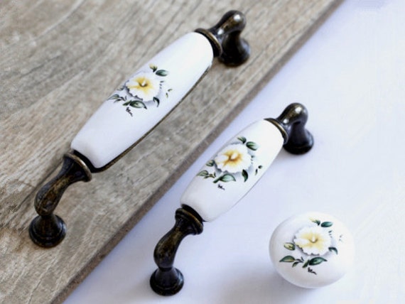 3 75 5 Floral Kitchen Cabinet Door Knobs Handles Etsy