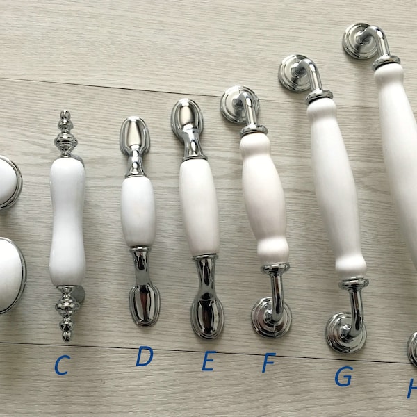 3" 3.75" 5" 6.25 7.5" Dresser Knob Drawer Pulls Knobs Handles Cabinet Knob White Silver Kitchen Handle Pull Knob Porcelain 76 96 128 160 192