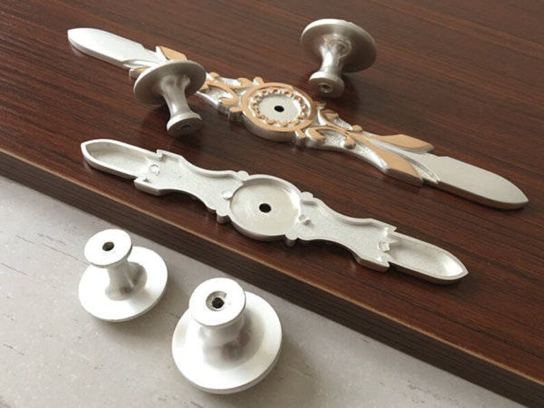 Shabby Chic Dresser Knobs Gold Flower Drawer Knob Pulls Etsy