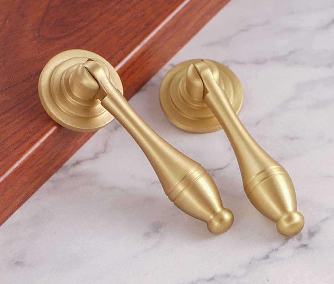 Brass Drop Knob Drawer Pull Dresser Knobs Drawer Knob Pulls Etsy